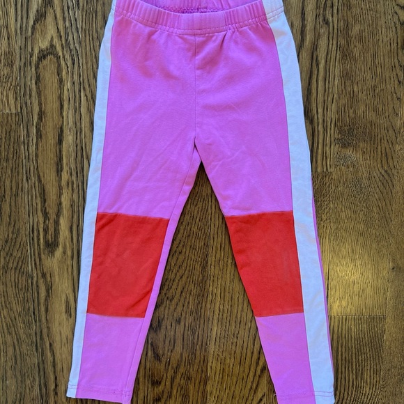 Hanna Andersson Pink and Red Colorblock Kids Leggings - Picture 1 of 4